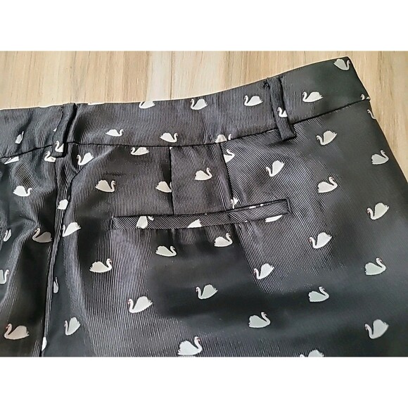 RSVP By Talbots Pants Women 14 Black Allover Swan Print Dress High-Rise Straight - Picture 12 of 15